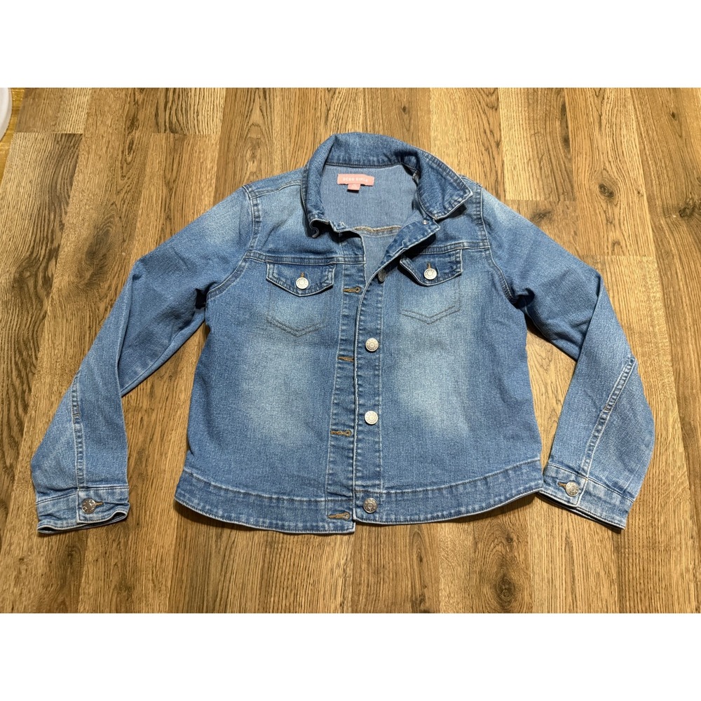 BCBG Girls Jacket Girls Size Medium 10/12 Blue Jean Jacket Button Up Stretch